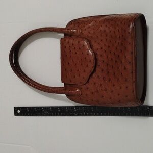 Elegant Brown Ostrich Leather Handbag
